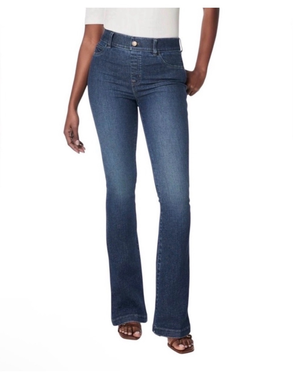 SPANX Pull-On Blue Versatile Classy Closet Staple Stretch Flare Jeans Size XL